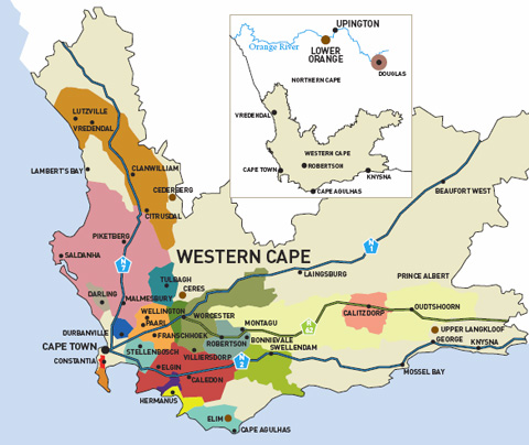 South Africa Wine Map
