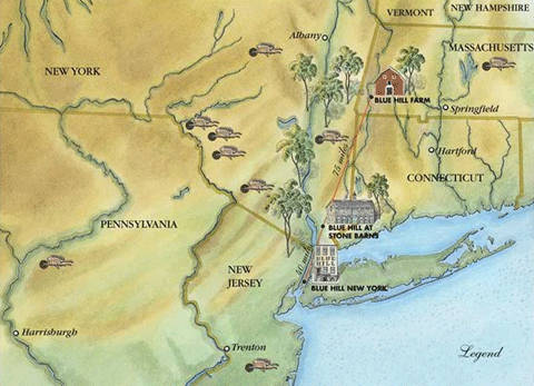 Blue Hill Farm and Blue Hill Restaurants Map