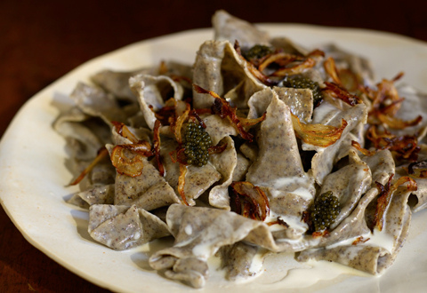 Pasta Sfoglia buckwheat pappardelle with caviar