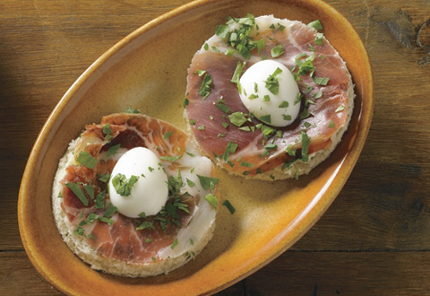 Ham and quail egg tapa from The Book of Tapas