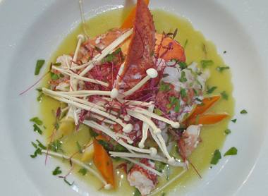 Lobster with Corriander Broth at Le Perigord