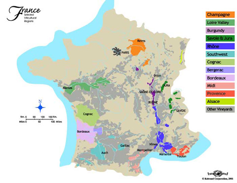France Selected Viticultural Regions
