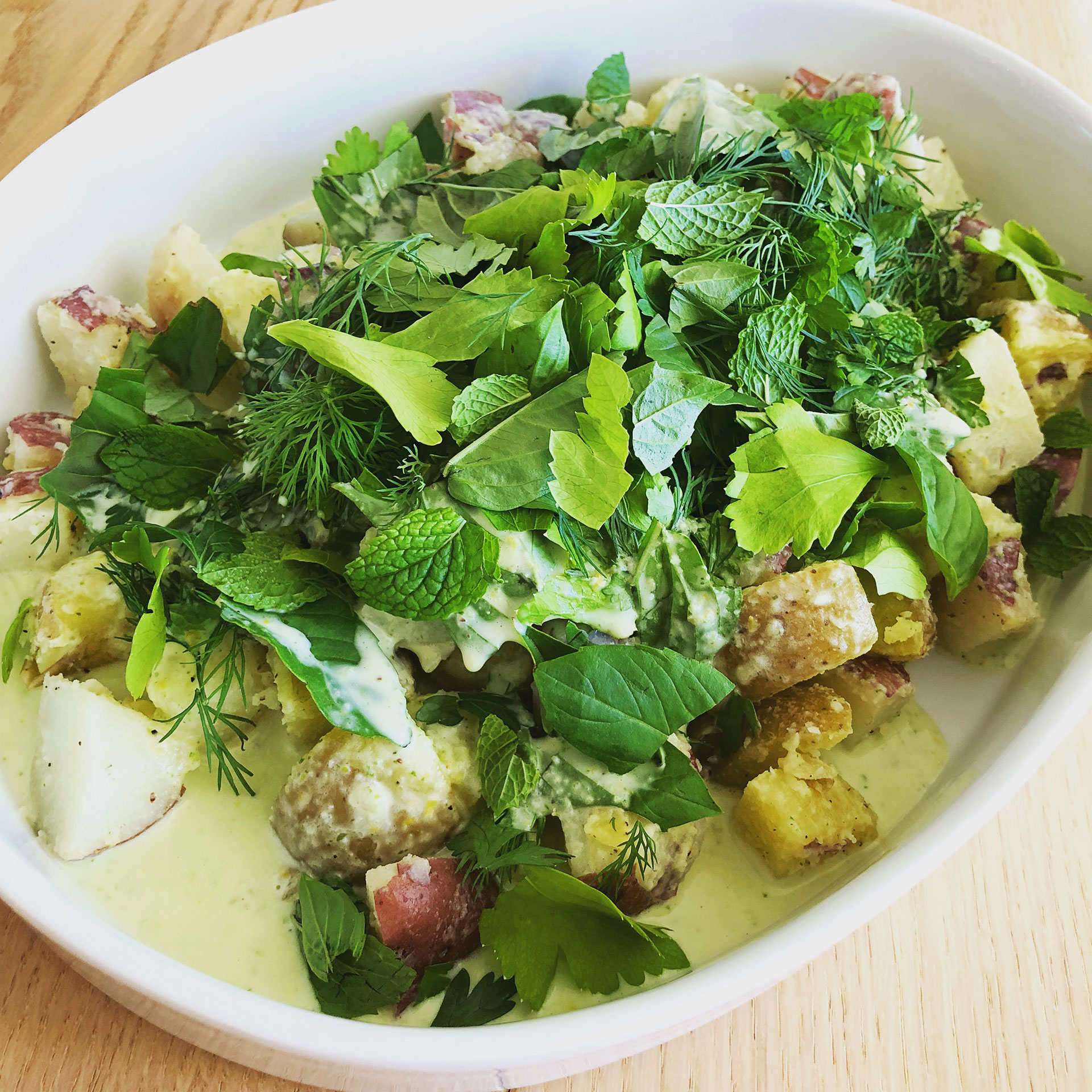 New Potatoes with Soft Green Herbs