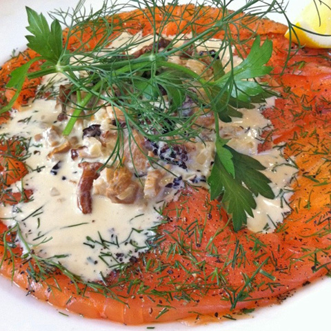 Smoked Salmon with Creamed Wild Mushrooms