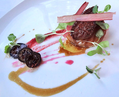 Foie Gras with Roasted Pear and Rhubarb 